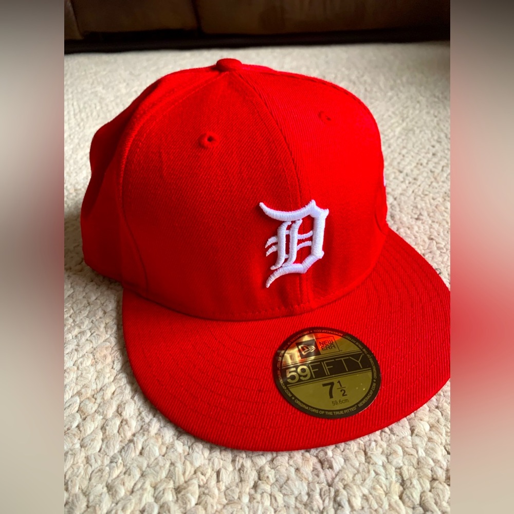 Detroit Tigers Red Fitted Hat New Era 59Fifty 7 1/2
